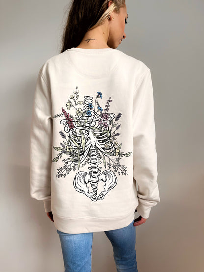 "My body is a Temple" Vintage White Unisex Double sided Sweatshirt