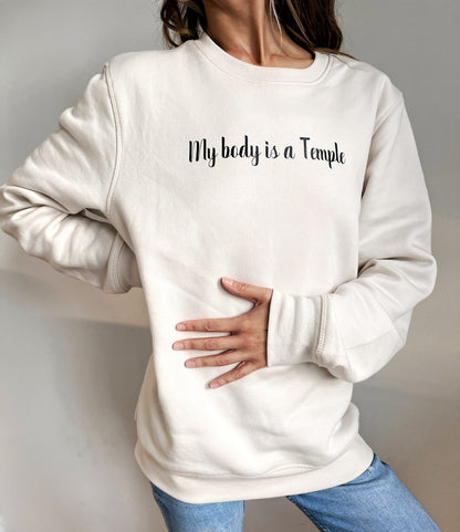 "My body is a Temple" Vintage White Unisex Double sided Sweatshirt