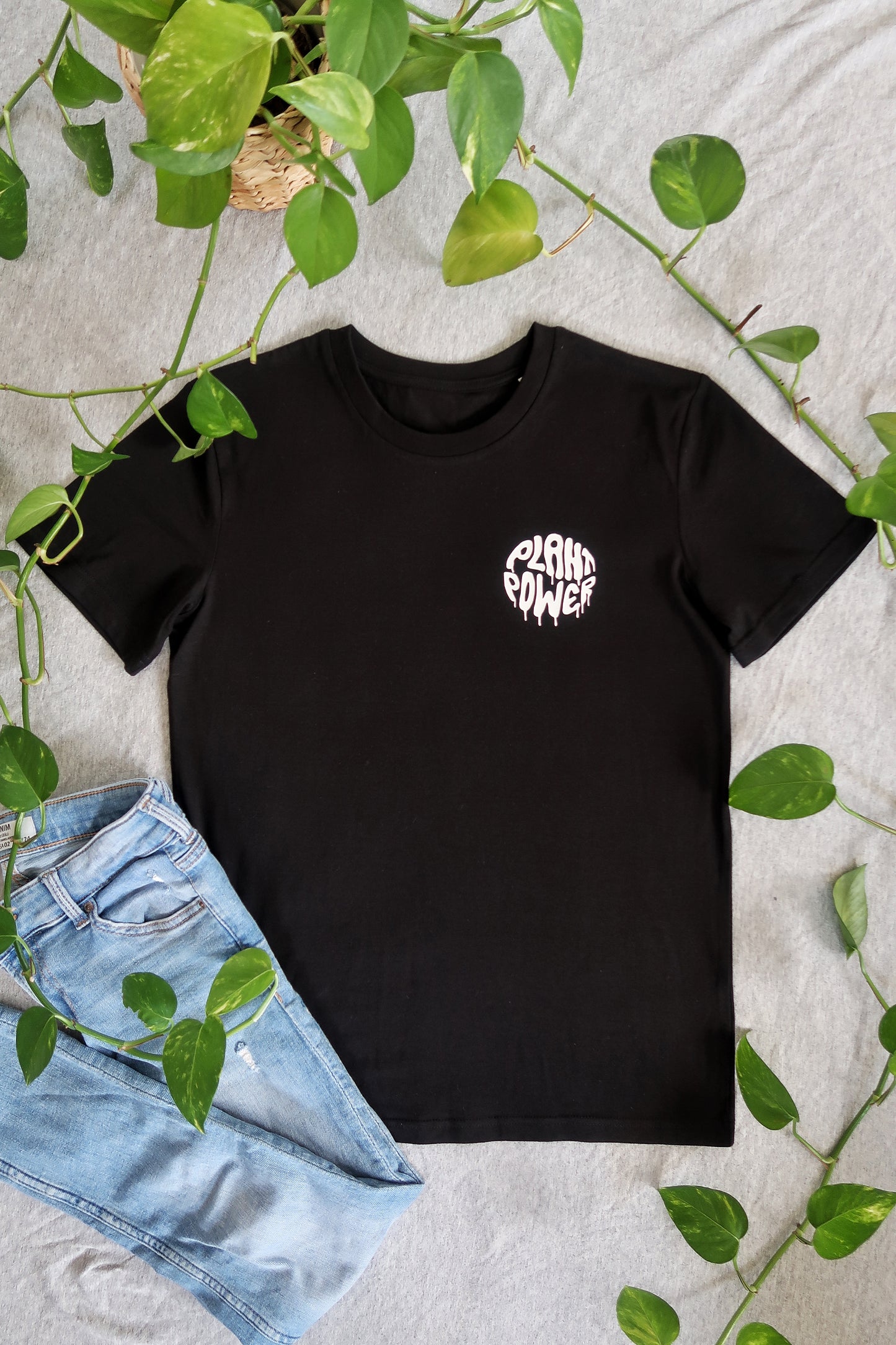 Plant Power double sided Cotton Black T-shirt