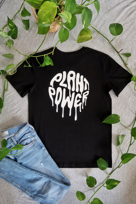 Plant Power double sided Cotton Black T-shirt