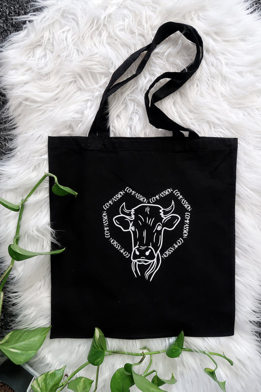 Vegan Compassion Cow Cotton Tote Bags