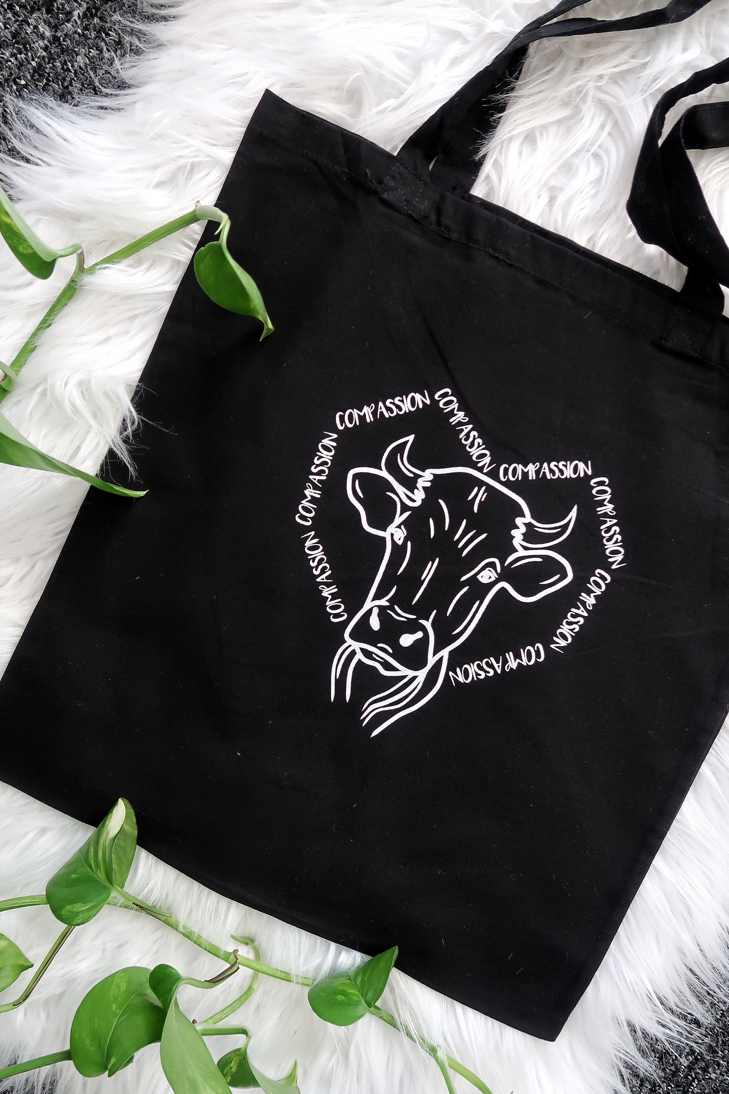 Vegan Compassion Cow Cotton Tote Bags