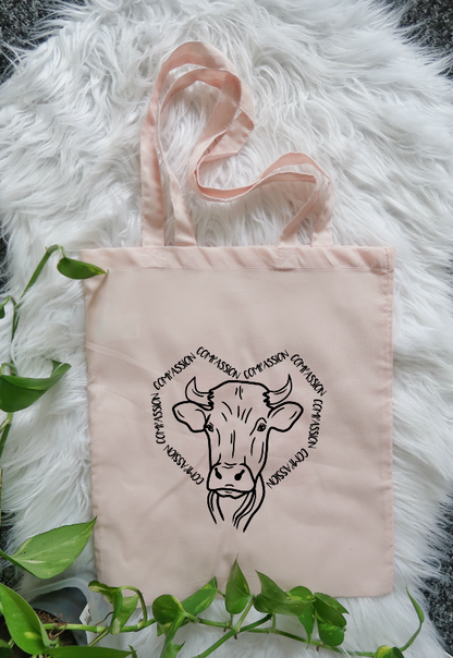 Vegan Compassion Cow Cotton Tote Bags