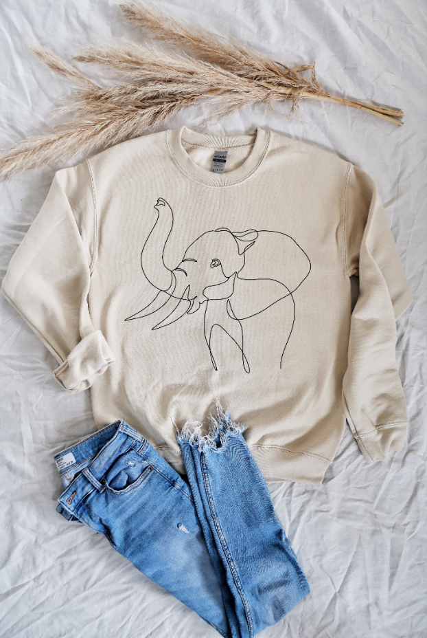 Elephant One Line Art Sweatshirt