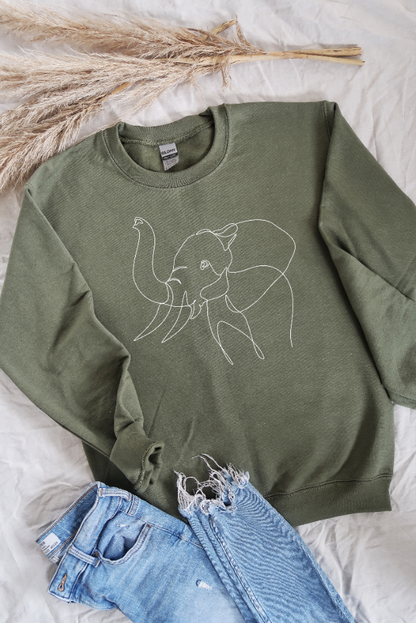 Elephant One Line Art Sweatshirt